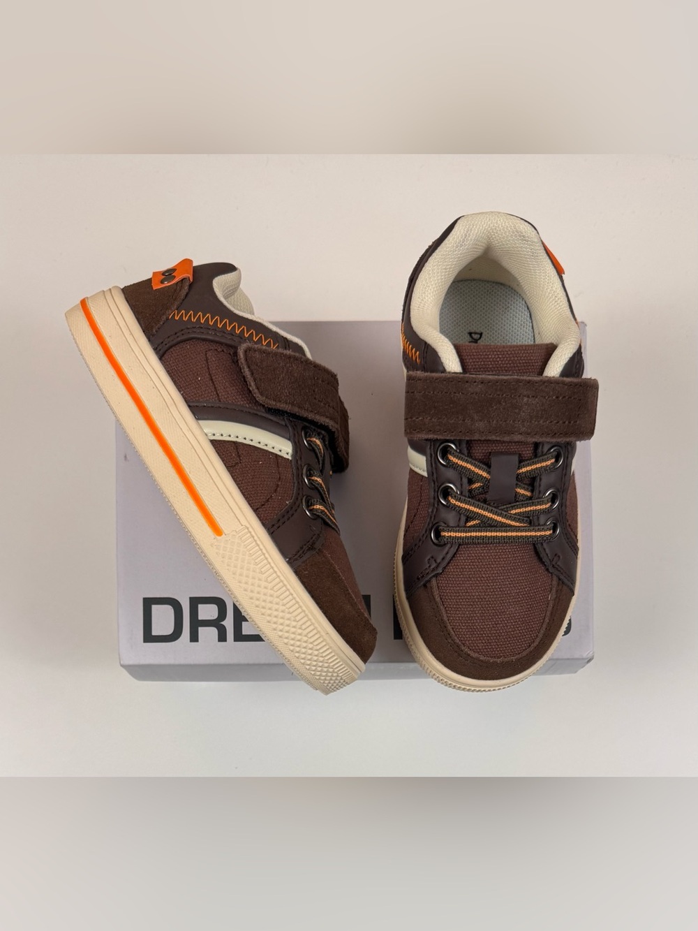 Dream Paris Brown Canvas Velcro Sneakers Toddler Size 8